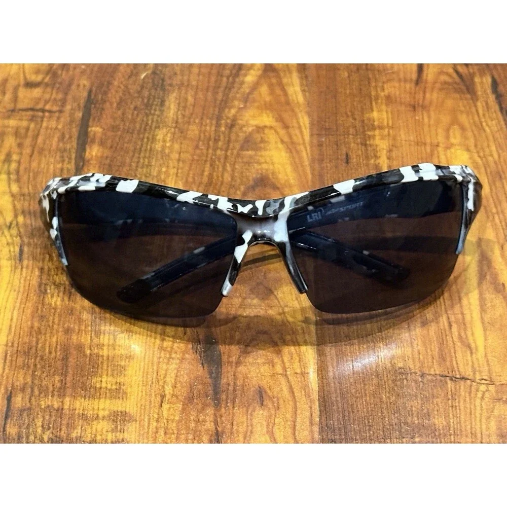 LRI AMP Sport 129176 Black & White Camo Wrap Sunglasses - EUC!